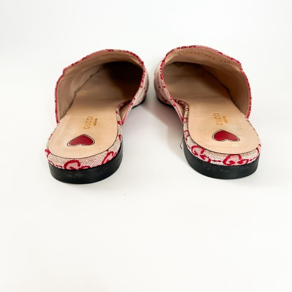 Gucci Princetown Mules GG Red Canvas Horsebit Loafer Size 39.5, 9.5 - Picture 9 of 13